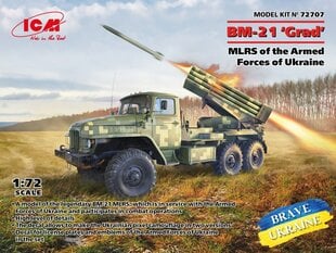 Līmējošais modelis ICM 72707 MLRS of the Armed Forces of Ukraine BM-21 "Grad" 1/72 цена и информация | Склеиваемые модели | 220.lv