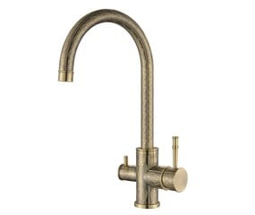 Virtuves jaucējkrāns ar dzeramā ūdens funkciju Aquasanita Decor 2963 Brass cena un informācija | Ūdens maisītāji virtuvei | 220.lv