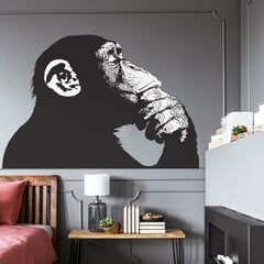 Banksy vinila melnbalta sienas uzlīme Big Thinking Monkey interjera dekors - 120 x 83 cm cena un informācija | Dekoratīvās uzlīmes | 220.lv
