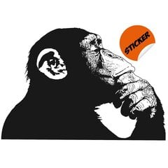 Виниловая чёрно-белая наклейка на стену Banksy Большая думающая обезьяна Декор интерьера - 120 х 83 см цена и информация | Декоративные наклейки | 220.lv