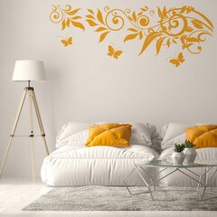 Dzeltena vinila sienas uzlīme ar skaistu tauriņu rakstu interjera dekors - 120 x 45 cm cena un informācija | Dekoratīvās uzlīmes | 220.lv