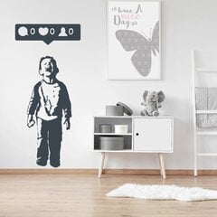 Виниловая наклейка серого цвета на стену Banksy граффити Плачущий мальчик со смартфоном Декор интерьера - 120 х 55 см цена и информация | Декоративные наклейки | 220.lv