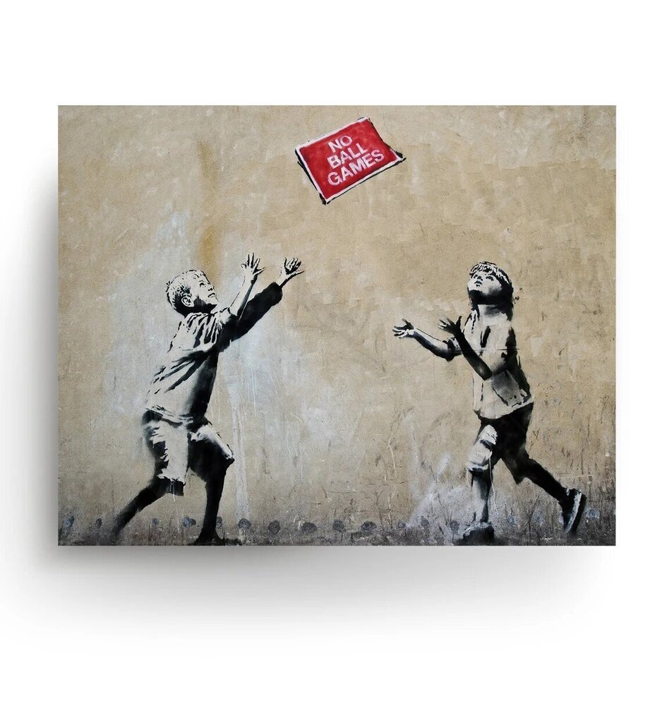 Настенный плакат Banksy граффити Игры с мячом Декор интерьера - 60 х 43 см  цена | 220.lv