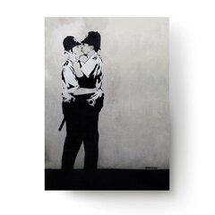 Sienas plakāts Banksy Graffiti Policistu skūpsts interjera dekors - 100 x 71 cm цена и информация | Картины | 220.lv