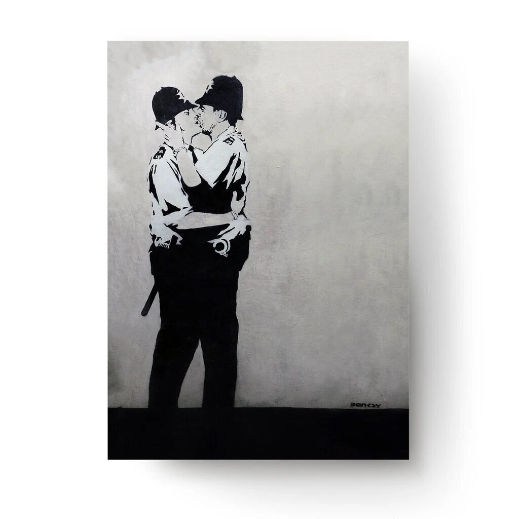 Sienas plakāts Banksy Graffiti Policistu skūpsts interjera dekors - 100 x 71 cm цена и информация | Gleznas | 220.lv