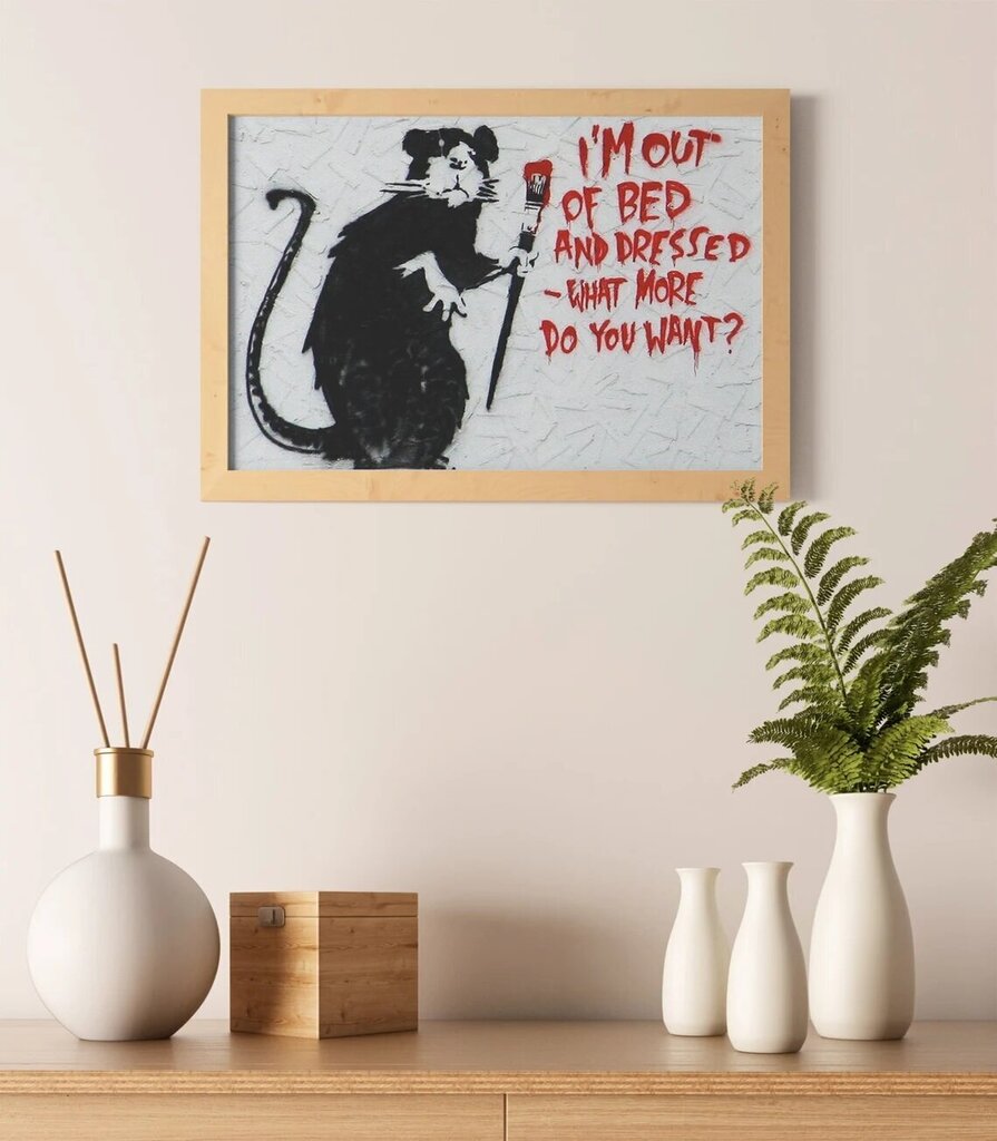 Sienas plakāts Banksy Graffiti žurka un citāts interjera dekors - 60 x 43 cm cena un informācija | Gleznas | 220.lv