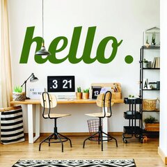 Vinila sienas uzlīme "Hello" ar uzrakstiem zaļš teksts uzlīme interjera dekors - 140 x 48 cm цена и информация | Декоративные наклейки | 220.lv