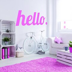 Vinila sienas uzlīme "Hello" Rozā teksta uzlīme interjera dekors - 140 x 48 cm цена и информация | Декоративные наклейки | 220.lv