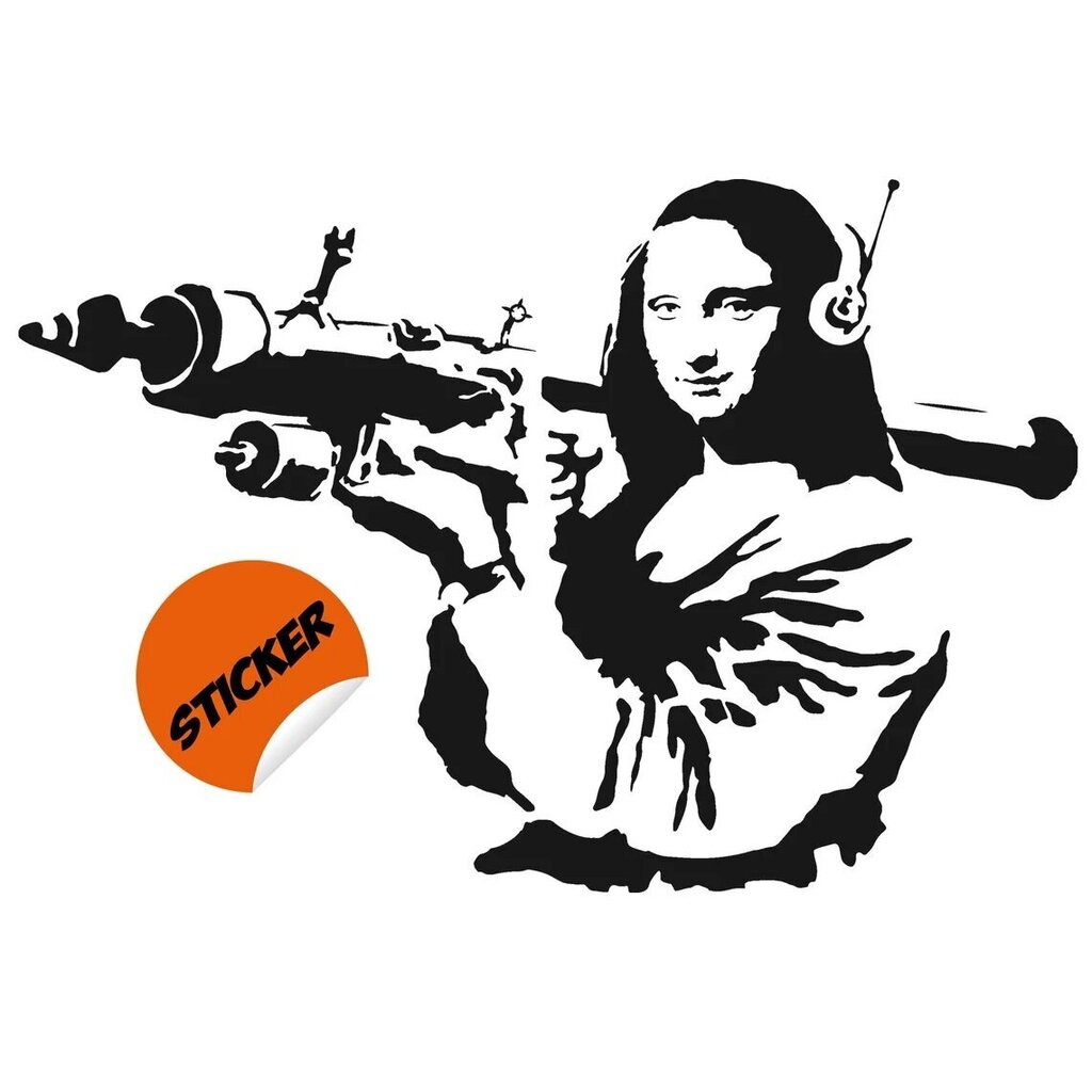 Vinila sienas uzlīme Banksy Mona Lisa ar ieroču iekšējo dekoru — 120 x 81 cm cena un informācija | Dekoratīvās uzlīmes | 220.lv
