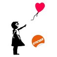 Vinila sienas uzlīme, Banksy Graffiti — meitene ar sirds balonu, interjera dekors — 80 cm