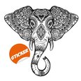 Виниловая наклейка на стену Большой слон с орнаментом Стикер с животными Декор интерьера - 120 х 114 см