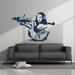 Виниловая наклейка на стену синего цвета Banksy Мона Лиза с оружием Декор интерьера - 120 х 81 см цена и информация | Декоративные наклейки | 220.lv
