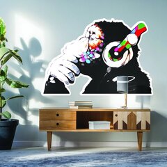 Vinila uzlīme Banksy Monkey ar austiņām, interjera dekors - 120 x 83 cm cena un informācija | Dekoratīvās uzlīmes | 220.lv