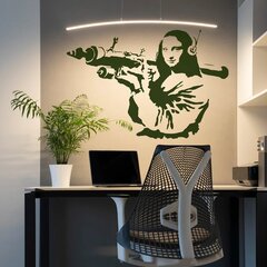 Zaļa vinila sienas uzlīme Banksy Mona Lisa ar ieroča iekšējo dekoru - 120 x 81 cm cena un informācija | Dekoratīvās uzlīmes | 220.lv