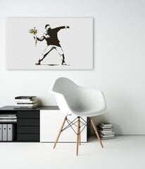 Sienas apdruka Audekls Banksy Graffiti Flower Thrower interjera dekors - 100 x 71 cm cena un informācija | Dekoratīvās uzlīmes | 220.lv