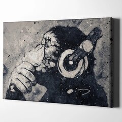 Sienas apdruka Kanvas Banksy Graffiti domīgs mērkaķis ar austiņām Retro interjera dekors - 100 x 60 cm cena un informācija | Dekoratīvās uzlīmes | 220.lv