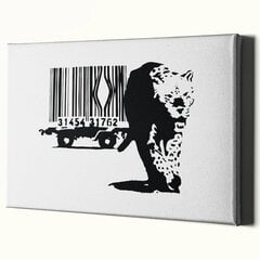 Настенный печатный холст Banksy граффити Леопард и штрихкод Декор интерьера - 100 х 71 см цена и информация | Картины | 220.lv
