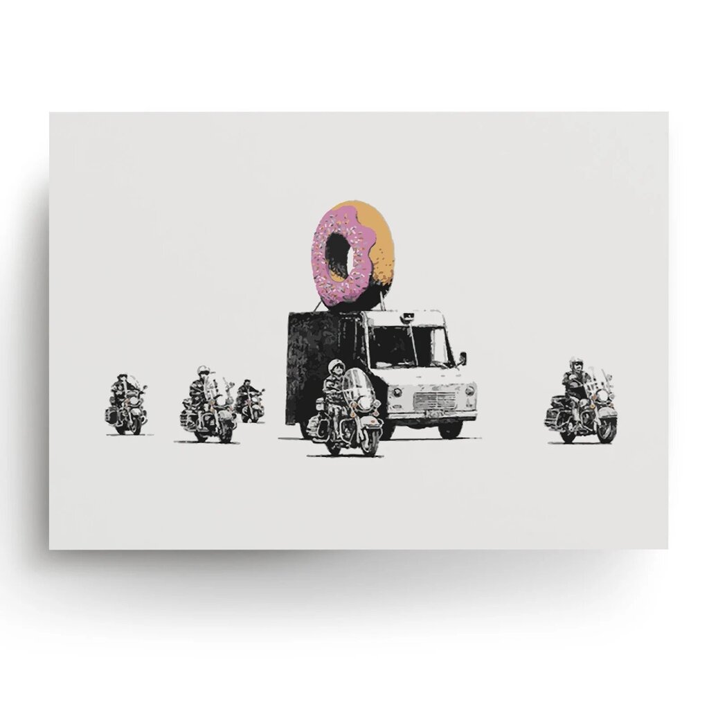 Sienas plakāts Banksy Graffiti Donut Truck interjera dekors - 120 x 83 cm cena un informācija | Dekoratīvās uzlīmes | 220.lv