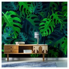Tapetes lielas tropiskās lapas, zaļās lapas tapetes, interjera dekors - 280 x 390 cena un informācija | Dekoratīvās uzlīmes | 220.lv