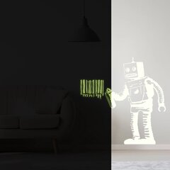 Tumsā mirdzoša vinila sienas uzlīme, Banksy robots un svītrkods, atstarojoša uzlīme, interjera dekors - 120 x 120 cm cena un informācija | Dekoratīvās uzlīmes | 220.lv