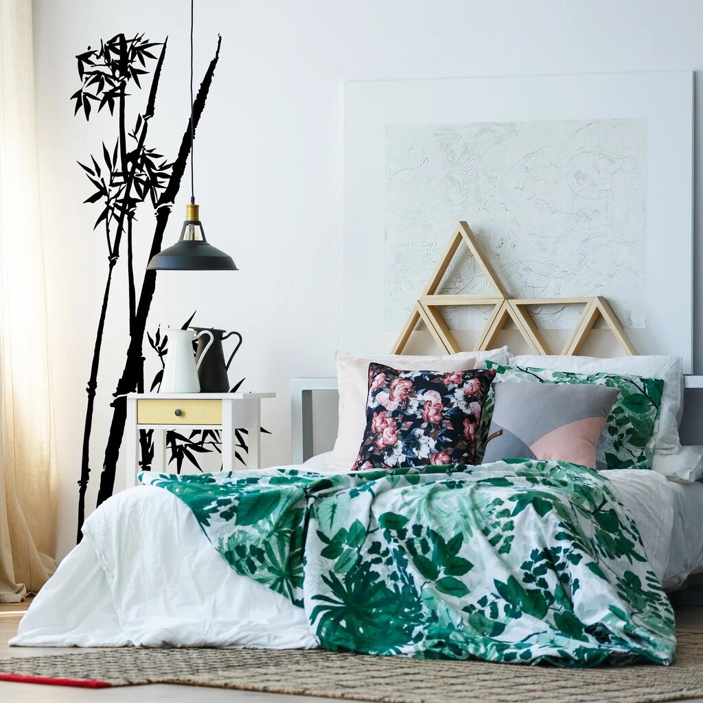 Vinila bambusa sienas uzlīmes interjera dekors guļamistabai vai viesistabai - 180 x 96 cm cena un informācija | Dekoratīvās uzlīmes | 220.lv