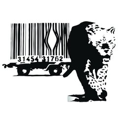 Виниловая наклейка на стену Banksy граффити Леопард и штрихкод Декор интерьера - 100 х 71 см цена и информация | Декоративные наклейки | 220.lv