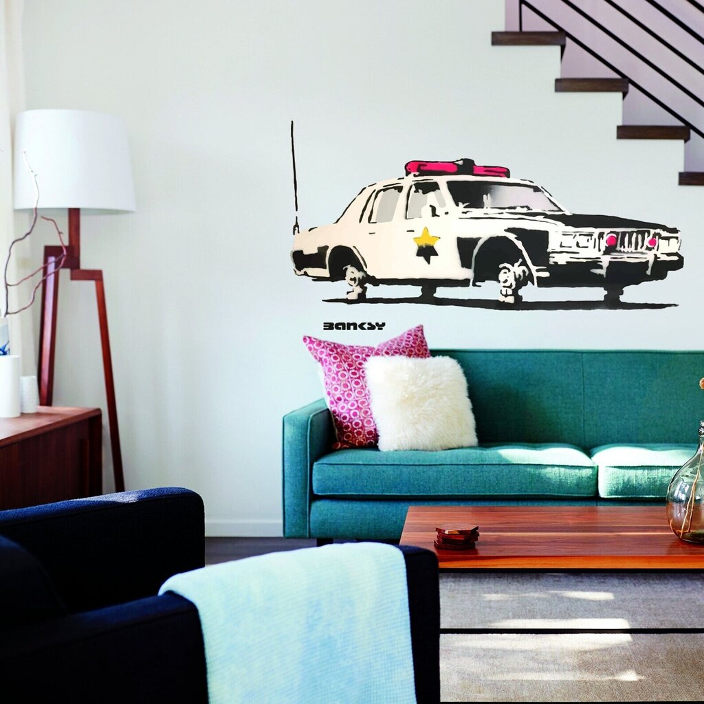 Vinila sienas uzlīme, policijas automašīna, interjera dekors - 120 x 50 cm цена и информация | Dekoratīvās uzlīmes | 220.lv