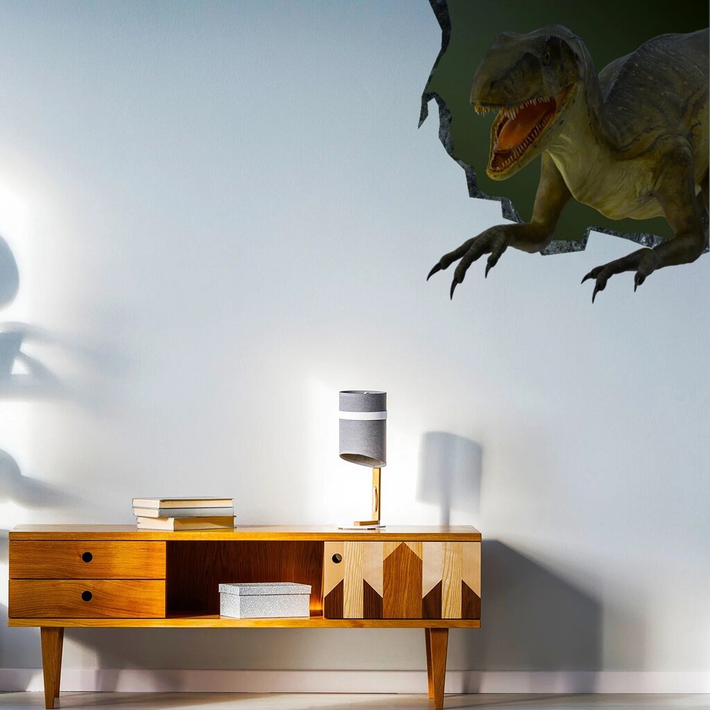 Vinila uzlīme uz sienas, 3D dinozaurs, bērnu istabas interjera dekors - 100 x 100 cm cena un informācija | Dekoratīvās uzlīmes | 220.lv