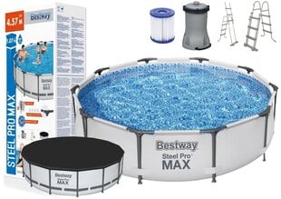 Практичный и универсальный каркасный бассейн Bestway 56488 Steel Pro Max 457x107 см, с фильтром цена и информация | Бассейны | 220.lv