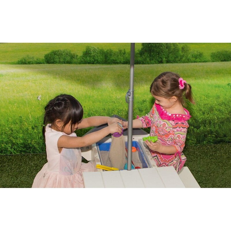 Koka piknika galds ar saulessargu un ūdens un smilšu kastēm, Delta Axi cena un informācija | Bērnu rotaļu laukumi, mājiņas | 220.lv