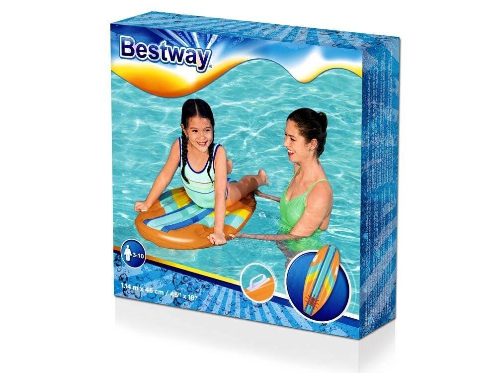 Piepūšamā sērfošanas dēlis Sunny Surf Rider, 114x46 cm Bestway 42046 cena un informācija | Piepūšamās rotaļlietas un pludmales preces | 220.lv