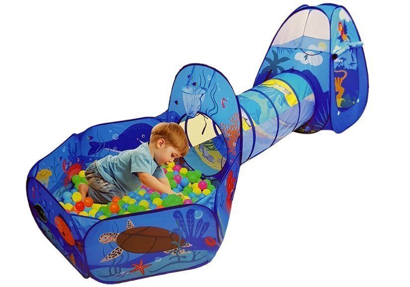 Telts ar tuneli un bumbiņu baseinu cena un informācija | Bērnu rotaļu laukumi, mājiņas | 220.lv