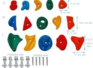 Камни для лазания  M, разноцветные, 5 шт. цена и информация | Горки и лесенки | 220.lv