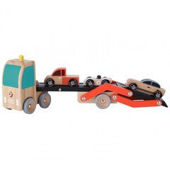 Деревянный грузовик с машинками цена и информация | Игрушки для мальчиков | 220.lv