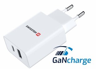 Swissten GaN Charger зарядное устройство PD 30W USB-C / USB цена и информация | Зарядные устройства для телефонов | 220.lv