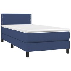 vidaXL atsperu gultas rāmis ar matraci, zils, 90x200 cm, audums cena un informācija | Gultas | 220.lv