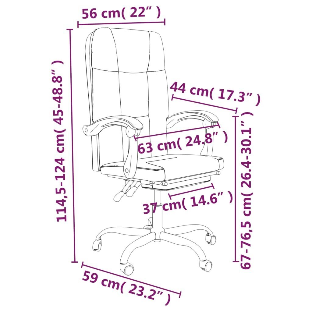 vidaXL biroja krēsls, atgāžams, tumši pelēks audums cena un informācija | Biroja krēsli | 220.lv