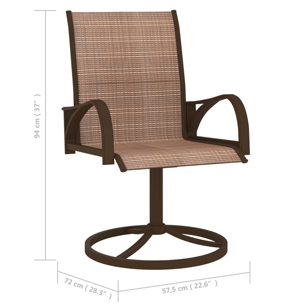 vidaXL grozāmi dārza krēsli, 2 gab., tekstilēns un tērauds, brūni cena un informācija | Dārza krēsli | 220.lv
