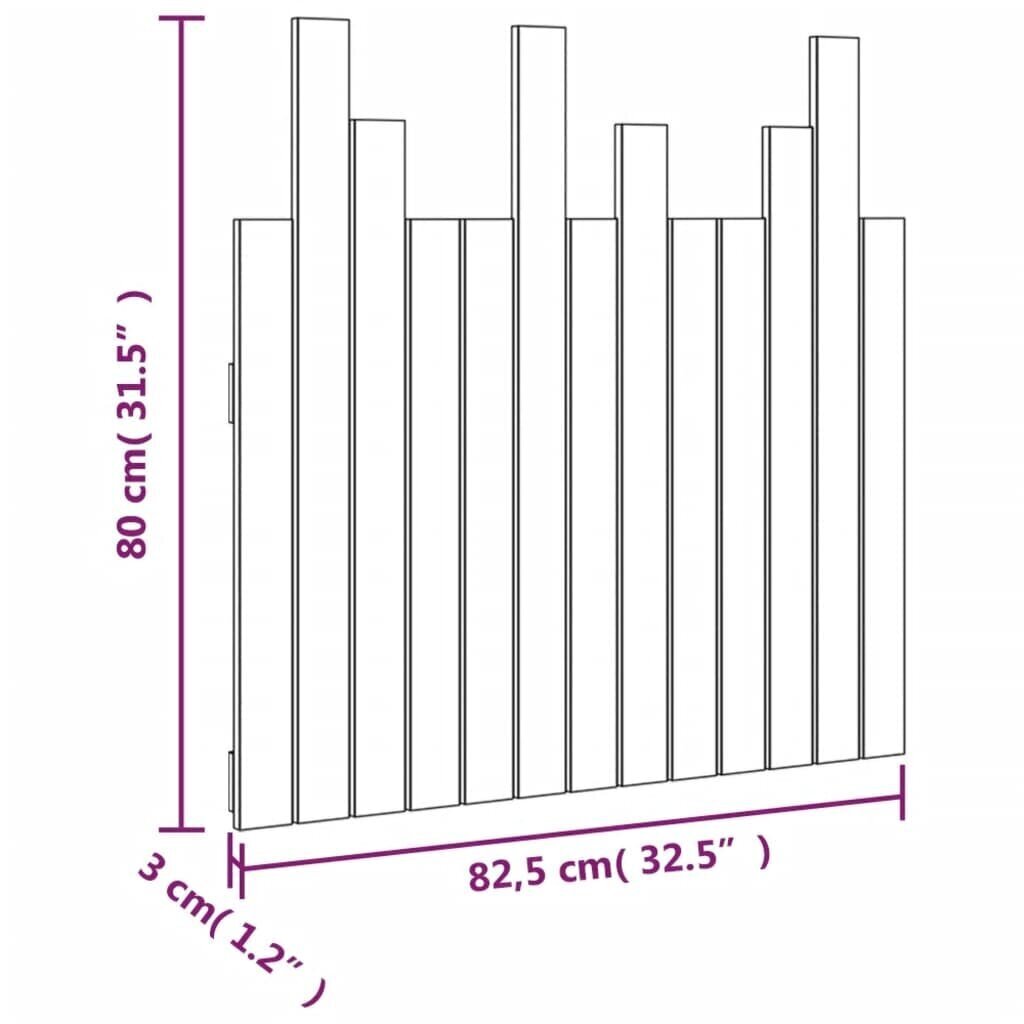 vidaXL sienas galvgalis, balts, 82,5x3x80 cm, priedes masīvkoks cena un informācija | Gultas | 220.lv