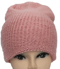 Adīta dubultcepure sievietēm ar merino vilnu, rozā cena un informācija | Sieviešu cepures | 220.lv