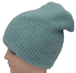 Adīta dubultcepure sievietēm ar merino vilnu, zilgani zaļa cena un informācija | Sieviešu cepures | 220.lv
