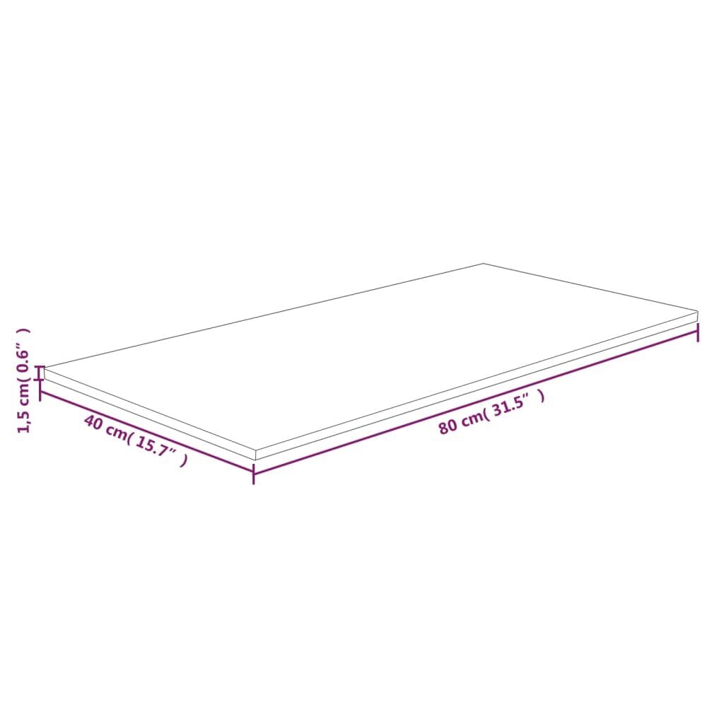 vidaXL vannasistabas letes virsma, 80x40x1,5cm, apstrādāts masīvkoks cena un informācija | Virsmas galdiem | 220.lv