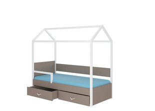 Кровать ADRK Furniture Otello 90x200 см с боковой защитой, белая/коричневая цена и информация | Детские кровати | 220.lv