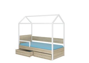 Кровать ADRK Furniture Otello 90x200 см с боковой защитой, белая/светло-коричневая цена и информация | Детские кровати | 220.lv