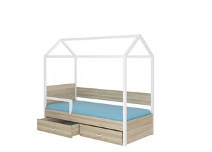 Кровать ADRK Furniture Otello 80x180 см с боковой защитой, белая/светло-коричневая цена и информация | Детские кровати | 220.lv