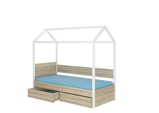 Кровать ADRK Furniture Otello 80x180 см с боковой защитой, белая/светло-коричневая цена и информация | Детские кровати | 220.lv
