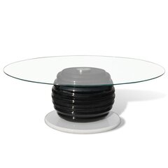 vidaXL kafijas galdiņš, ovāla stikla virsma, melna stiklašķiedra cena un informācija | Žurnālgaldiņi | 220.lv