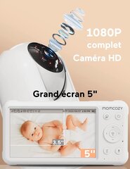 Радионяня MOMCOZY BM01, белая, 1080P, 5000 mAh, экран 5 дюймов цена и информация | Радионяни | 220.lv