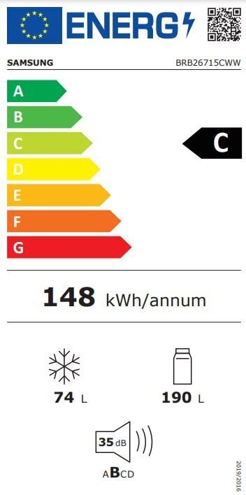 Iebūvēts ledusskapis Samsung BRB26715CWW cena un informācija | Ledusskapji | 220.lv