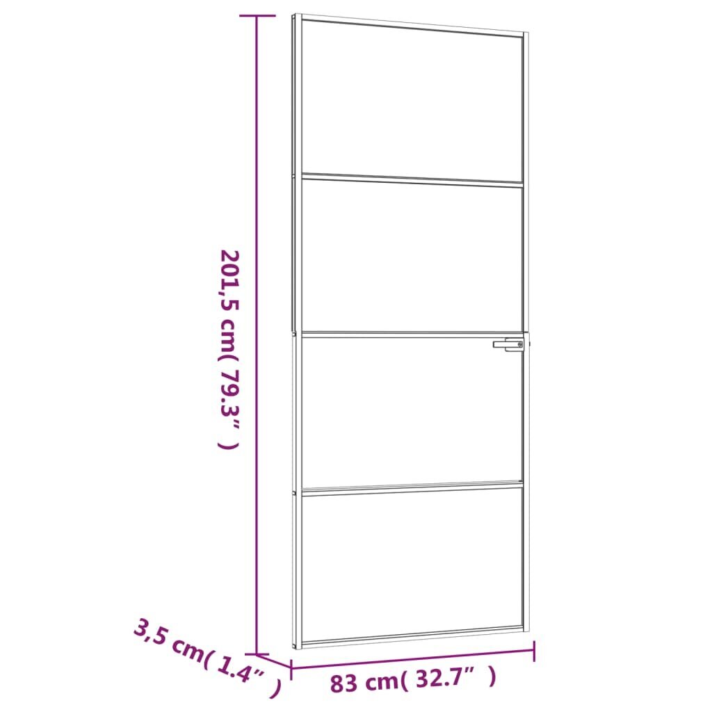 vidaXL iekšdurvis, 83x201,5 cm, melnas, rūdīts stikls un alumīnijs цена и информация | Iekšdurvis | 220.lv